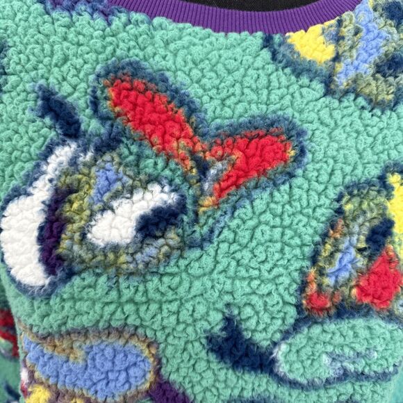 Disney Donald Duck Fuzzy Ugly Sweater Sweatshirt Adult Unisex Size Small Green - Picture 2 of 11